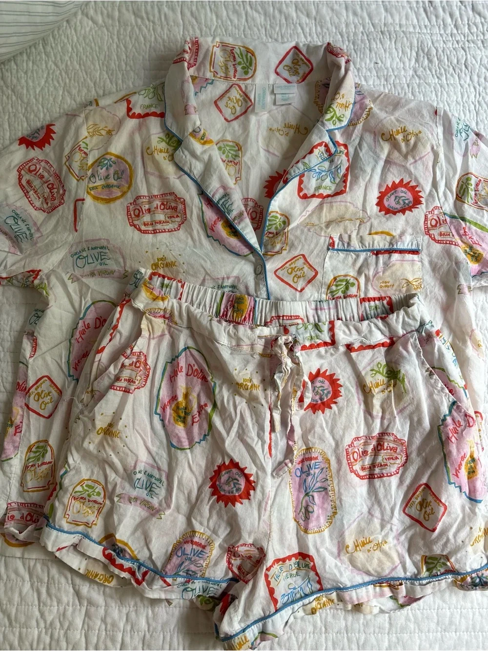 Marshalls White Multicolor Printed Pajama Short Set